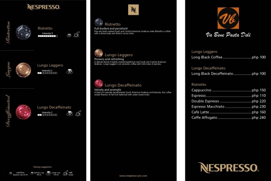 Cafe Va Bene Menu Cafe Va Bene Menu
